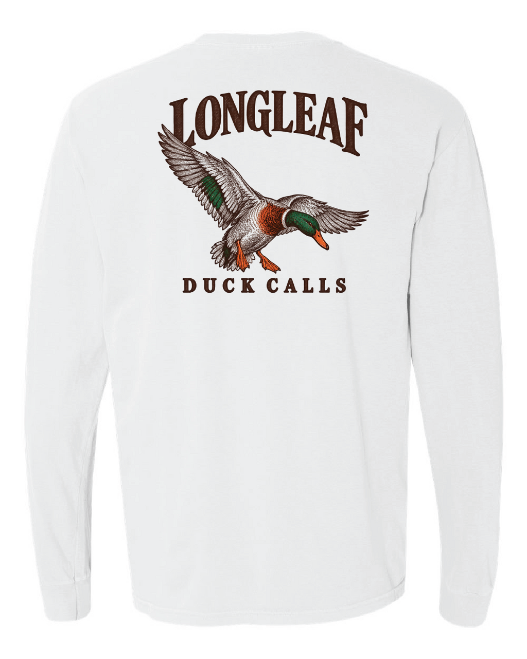 White Longleaf Mallard LS Tee, back view