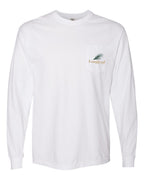 White Longleaf long-sleeve pocket tee, front view
